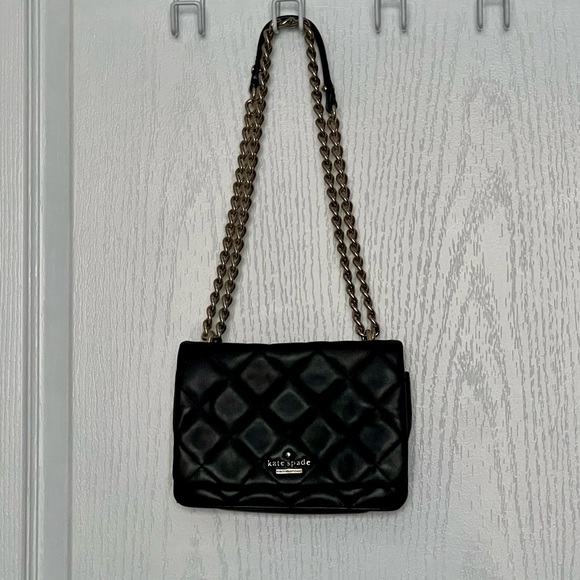 Kate Spade Black Quilted Crossbody Bag with Gold Chain - Picture 3 of 5